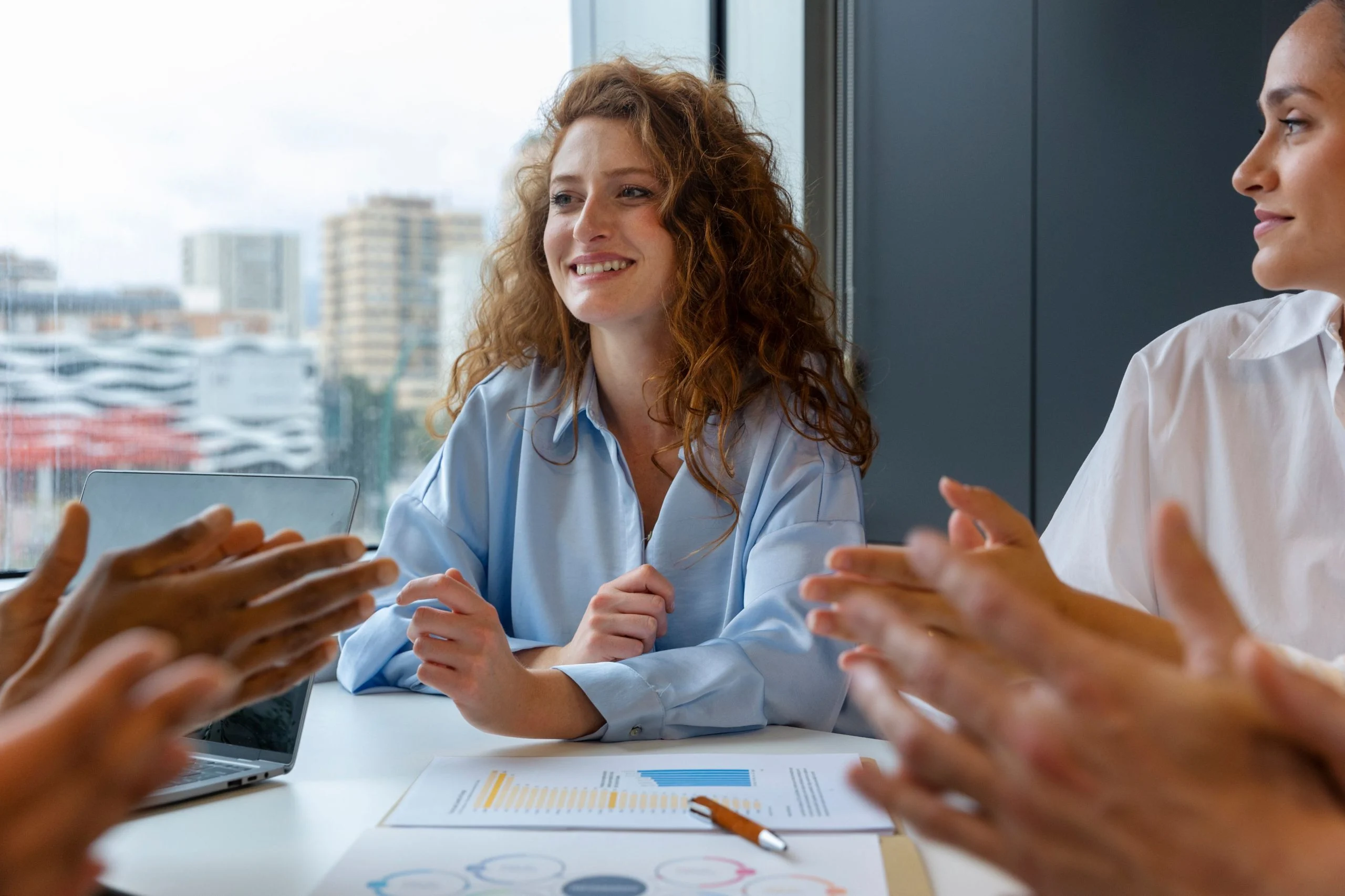 Woman meeting with financial documents